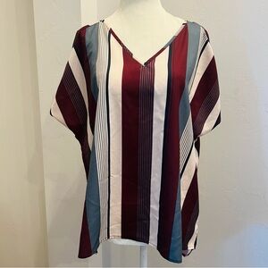 Women’s Shein V-Neck Striped Cap Sleeves Top – Size XL
